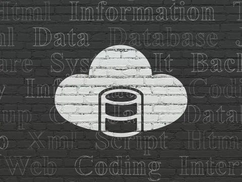 Database concept: Database With Cloud on wall background 스톡 일러스트