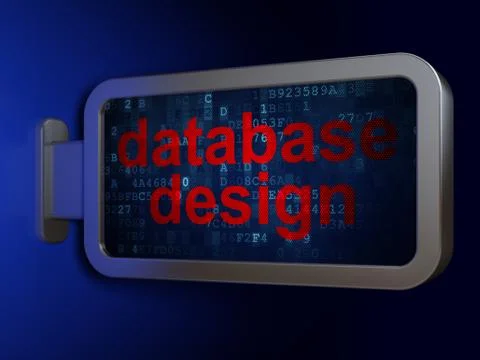 Database concept: Database Design on billboard background Illustrazione stock