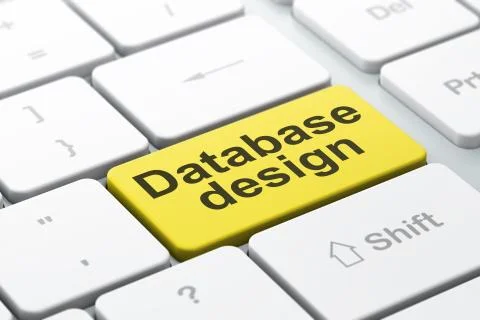 Database concept: Database Design on computer keyboard background 스톡 일러스트