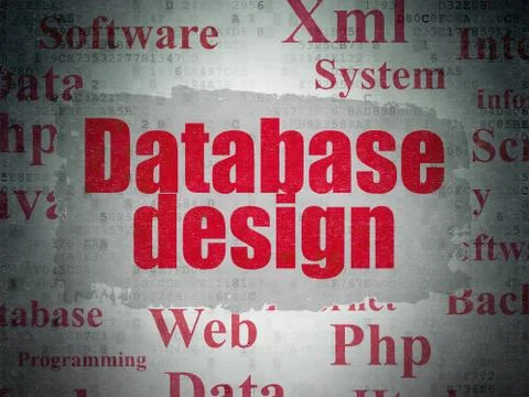 Database concept: Database Design on Digital Paper background Illustrazione stock