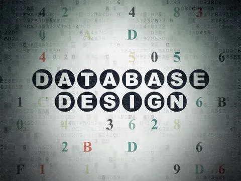 Database concept: Database Design on Digital Data Paper background 스톡 일러스트