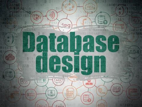 Database concept: Database Design on Digital Data Paper background Stock Illustration