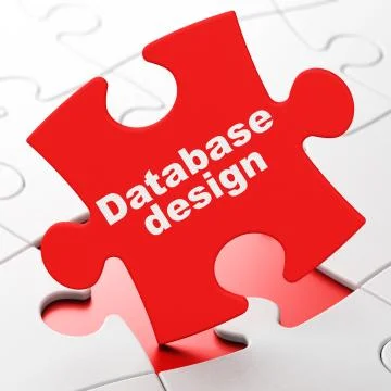 Database concept: Database Design on puzzle background 스톡 일러스트