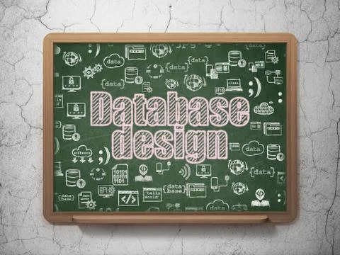 Database concept: Database Design on School Board background Stockillustratie
