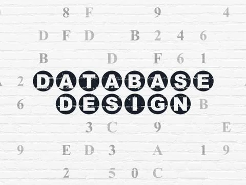 Database concept: Database Design on wall background Stockillustratie