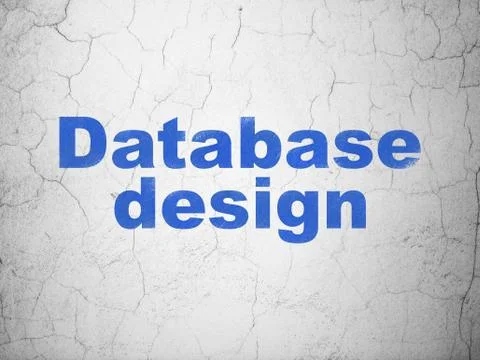 Database concept: Database Design on wall background Ilustração Stock