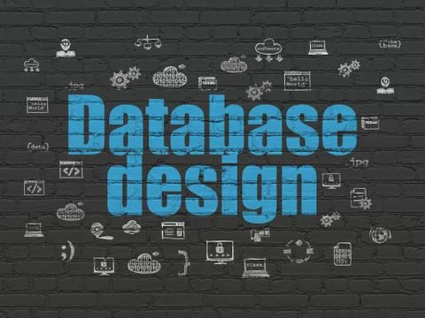 Database concept: Database Design on wall background Stock Illustration