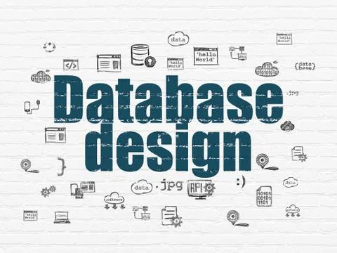 Database concept: Database Design on wall background Stock Illustration