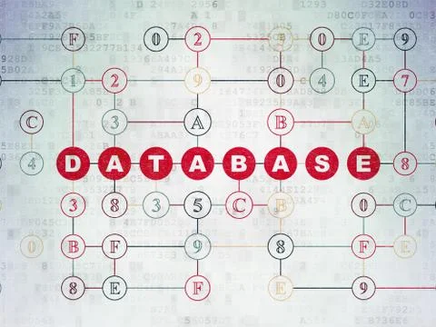 Database concept: Database on Digital Data Paper background Illustrazione stock