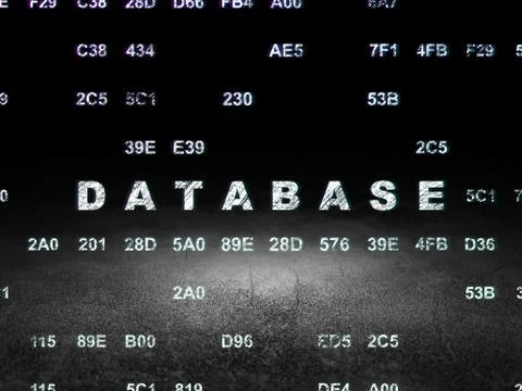 Database concept: Database in grunge dark room Illustrazione stock