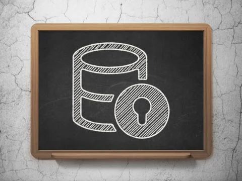 Database concept: Database With Lock on chalkboard background Illustrazione stock