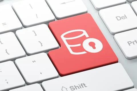 Database concept: Database With Lock on computer keyboard background イラスト素材