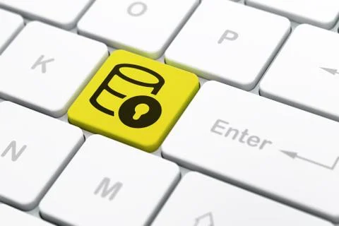 Database concept: Database With Lock on computer keyboard background Ilustração Stock
