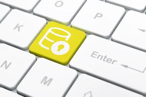 Database concept: Database With Lock on computer keyboard background Stockillustratie