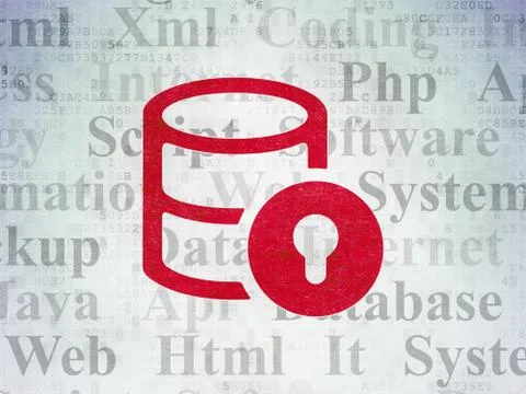 Database concept: Database With Lock on Digital Data Paper background Stock Illustration