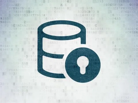 Database concept: Database With Lock on Digital Data Paper background 스톡 일러스트