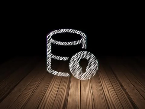 Database concept: Database With Lock in grunge dark room イラスト素材
