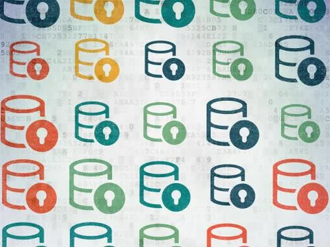 Database concept: Database With Lock icons on Digital Paper background Stockillustratie