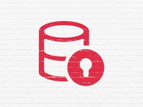 Database concept: Database With Lock on wall background Stock Illustration