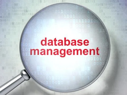 Database concept: Database Management with optical glass Stockillustratie