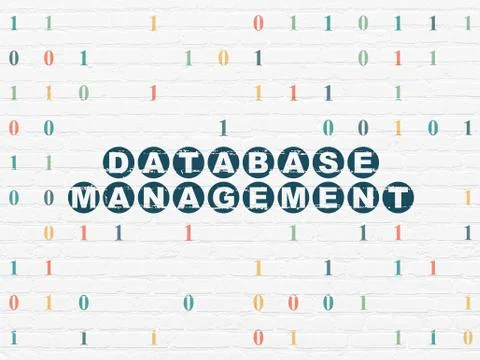 Database concept: Database Management on wall background 스톡 일러스트