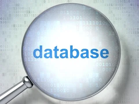 Database concept: Database with optical glass Illustration