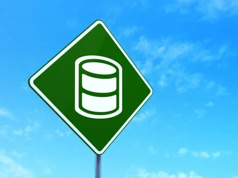 Database concept: Database on road sign background Stock Illustration