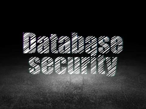Database concept: Database Security in grunge dark room 库存插图