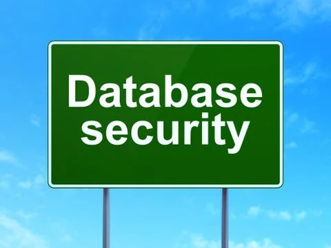 Database concept: Database Security on road sign background Stockillustratie