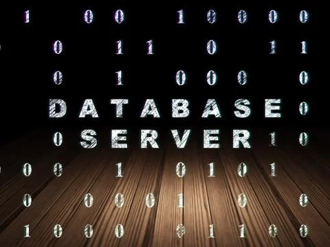 Database concept: Database Server in grunge dark room 库存插图