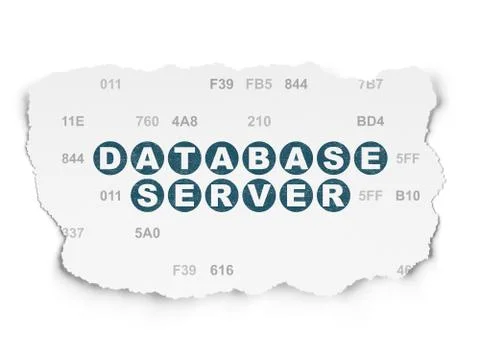 Database concept: Database Server on Torn Paper background 库存插图