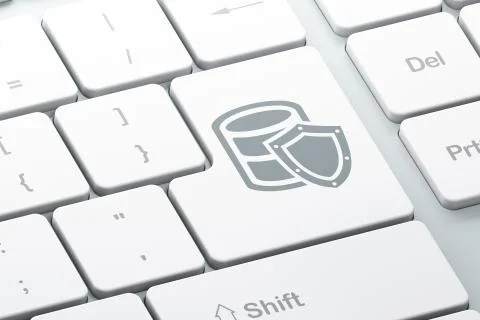 Database concept: Database With Shield on computer keyboard background 스톡 일러스트