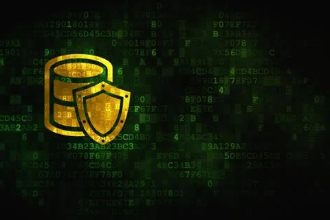 Database concept: Database With Shield on digital background Ilustração Stock