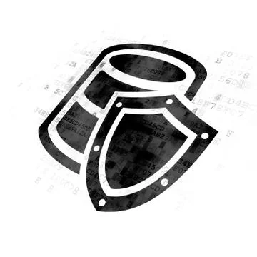 Database concept: Database With Shield on Digital background Illustrazione stock