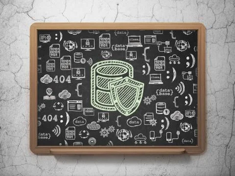 Database concept: Database With Shield on School board background イラスト素材