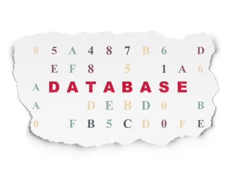 Database concept: Database on Torn Paper background 库存插图