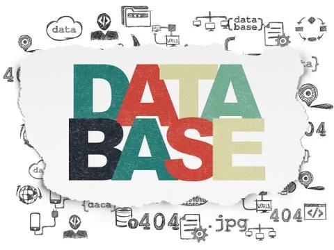 Database concept: Database on Torn Paper background Stock Illustration