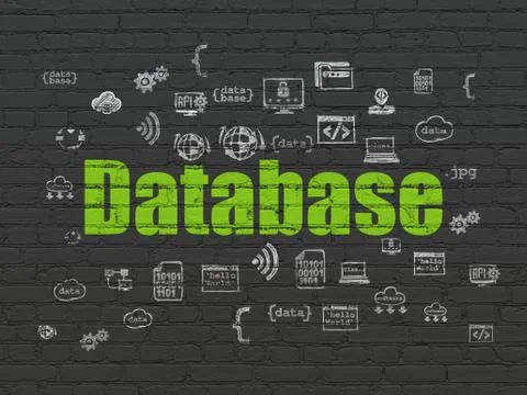 Database concept: Database on wall background Stock Illustration