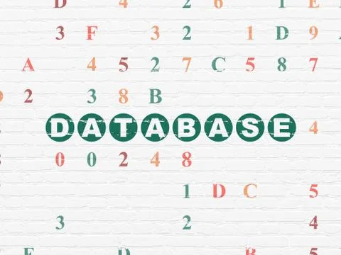 Database concept: Database on wall background 스톡 일러스트