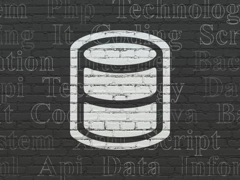 Database concept: Database on wall background 스톡 일러스트