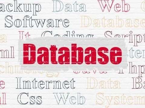 Database concept: Database on wall background 스톡 일러스트