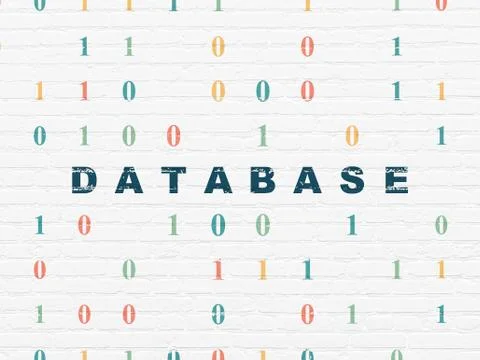 Database concept: Database on wall background 库存插图