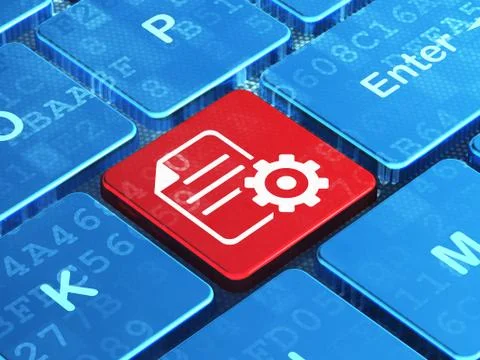 Database concept: Gear on computer keyboard background 스톡 일러스트