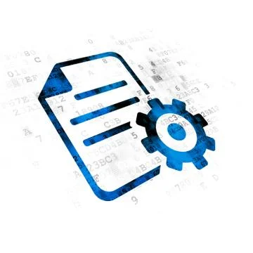 Database concept: Gear on Digital background 스톡 일러스트