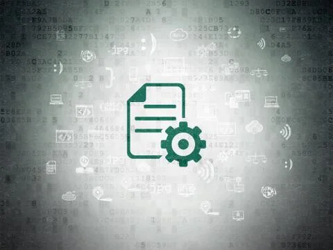 Database concept: Gear on Digital Data Paper background Stock Illustration