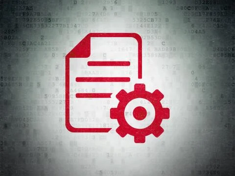 Database concept: Gear on Digital Data Paper background 스톡 일러스트