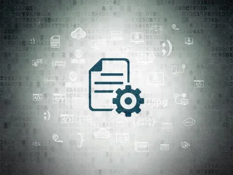 Database concept: Gear on Digital Data Paper background Stock Illustration