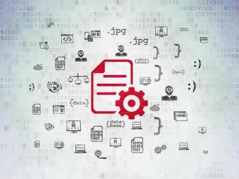 Database concept: Gear on Digital Paper background Illustration