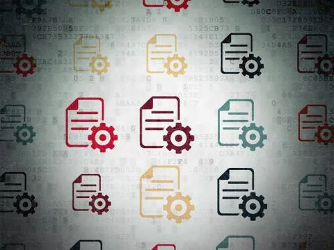 Database concept: Gear icons on Digital Paper background 스톡 일러스트