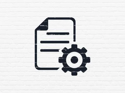 Database concept: Gear on wall background Illustrazione stock